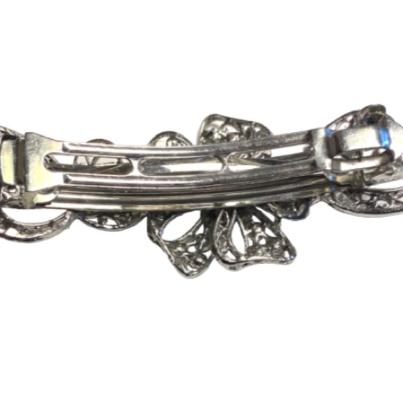 Silver Tone Floral & Crystal Statement Barrette - Picture 4 of 4